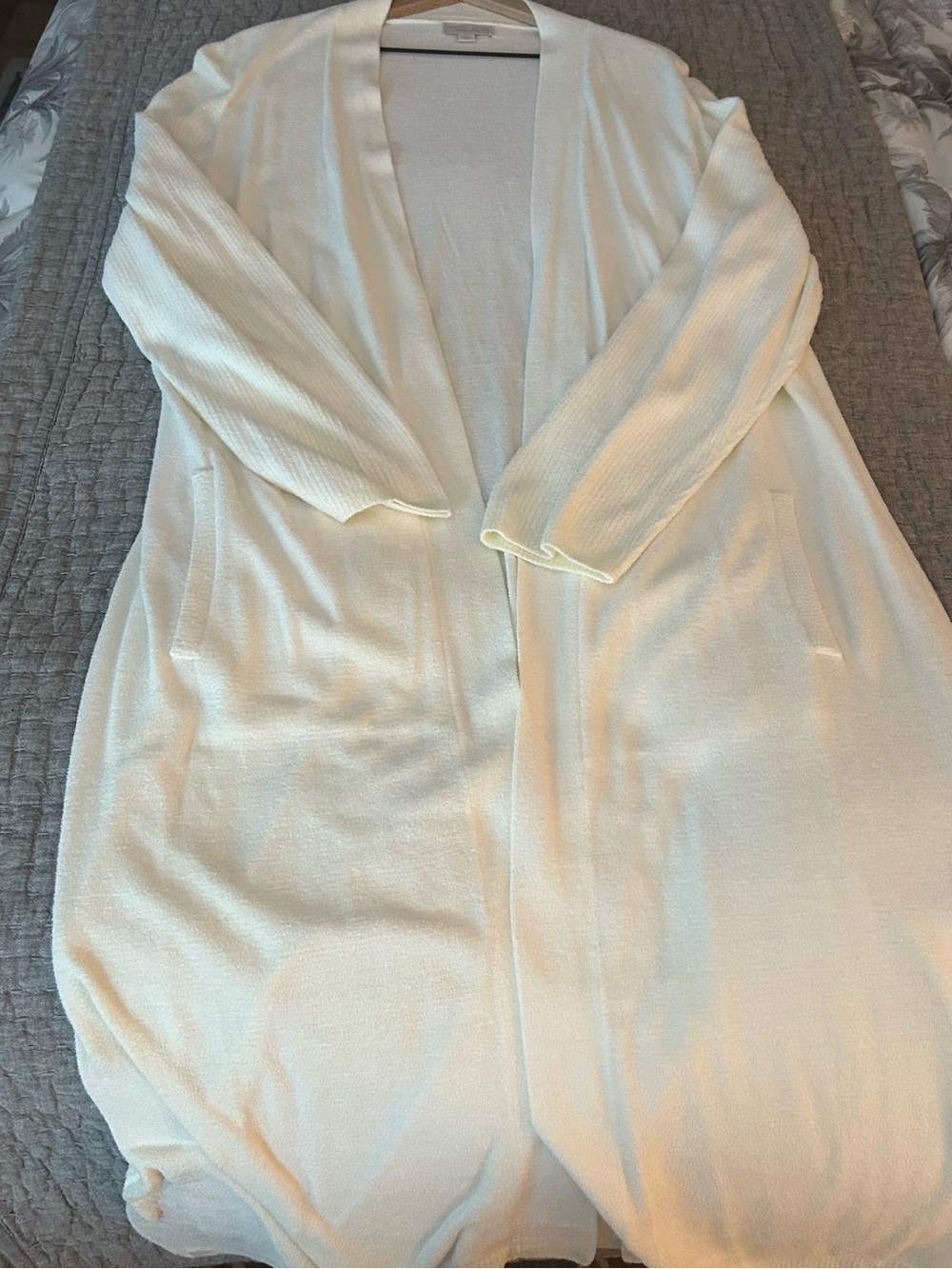 Women’s Barefoot Dreams Cozy Chic Ultra Lite everything cardigan in pearl in 1X